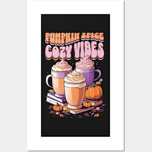 Pumpkin spice cozy vibes coffee and books Posters and Art